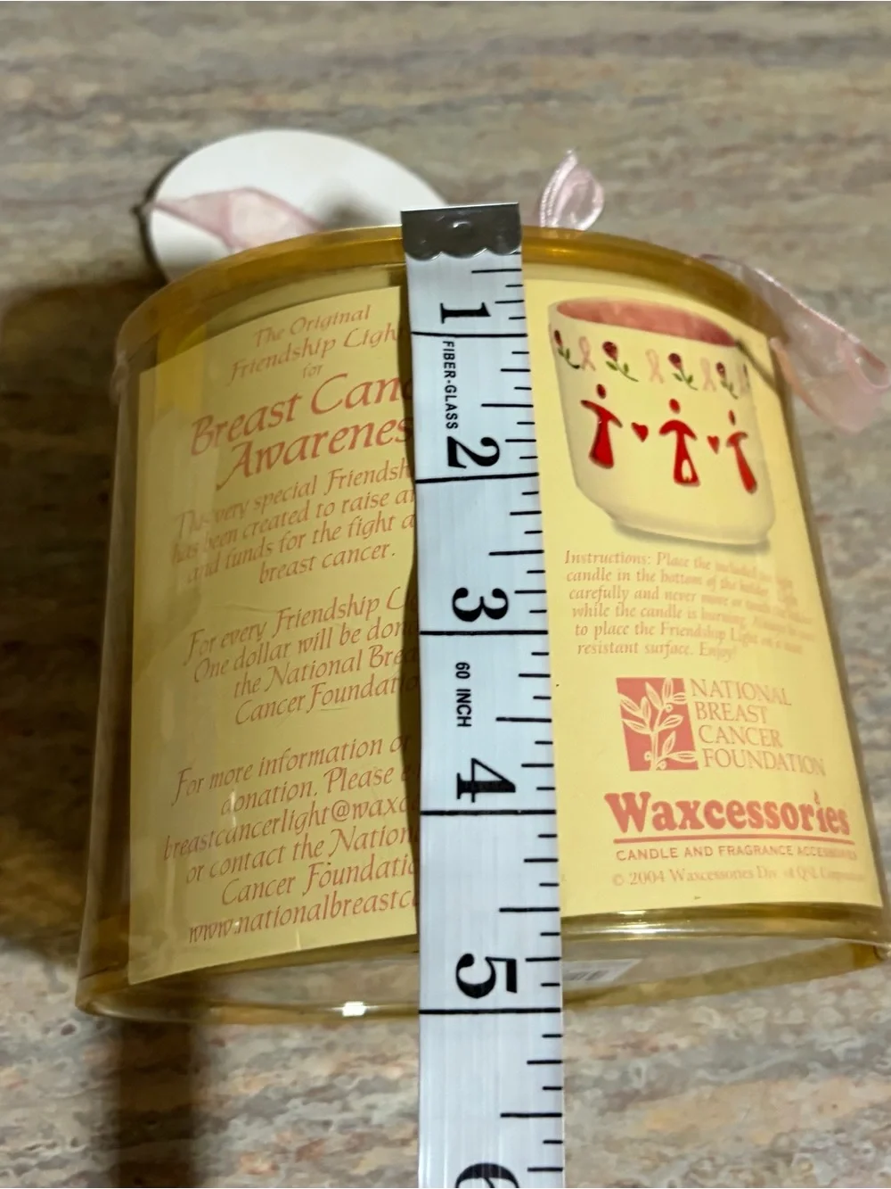 NWT Wax Accessories Pink Ribbon Decorative Candle for Cancer Awareness